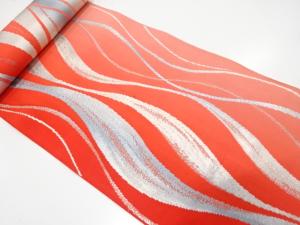 アンティーク　よろけ縞模様織り出し　八寸帯地反物